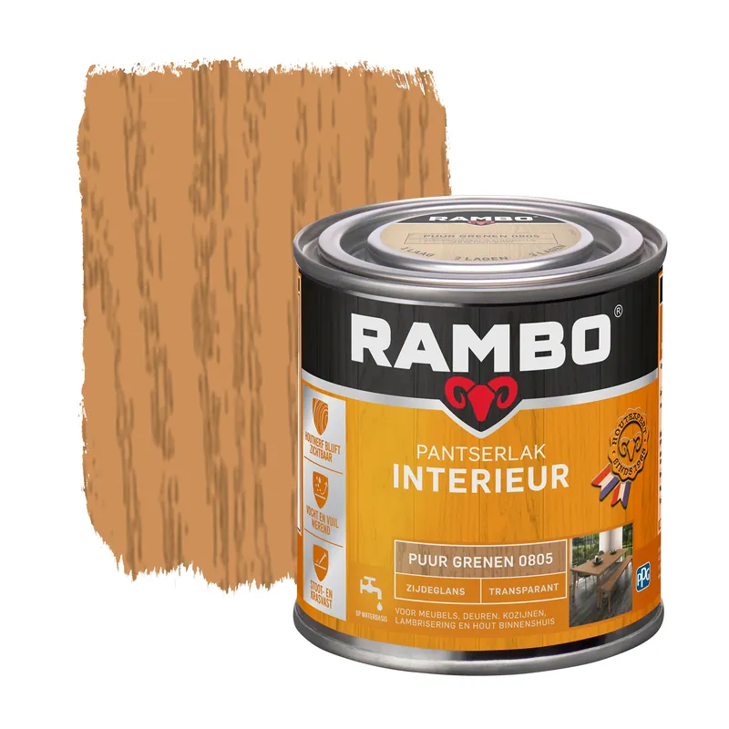 Betaalbaar Rambo Pantserlak Interieur Transparant Zijdeglans - Puur grenen