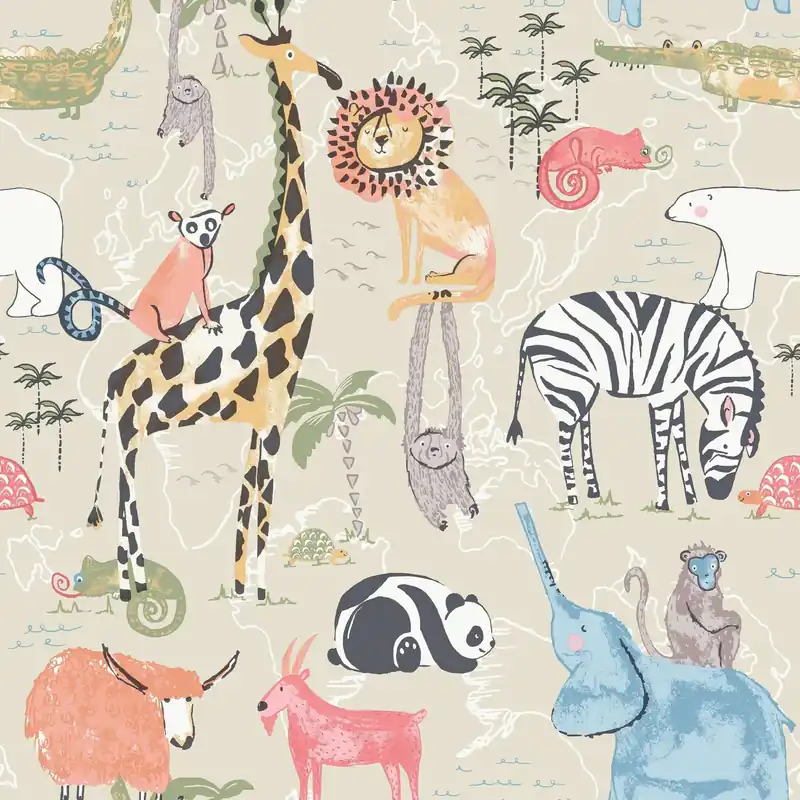 Dutch First Class World of Imagination - DL27540 - Safari Animals Beige Direct Verzonden
