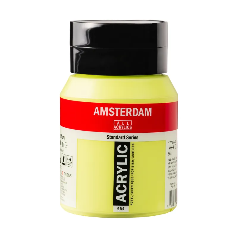Amsterdam Standard Series Acrylverf Pot 500 ml Geelgroen Licht 664 Tijdelijk Beschikbaar