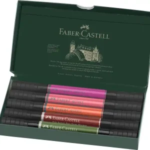 Aanbieding Faber Castell Tekenstift Pitt Artist duo marker Flowers - etui 5 stuks