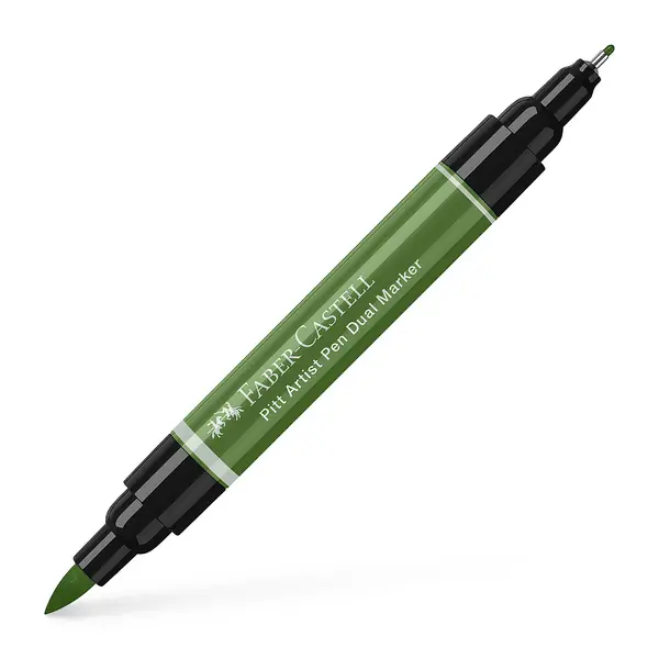 Finale Uitverkoop Faber Castell Tekenstift Pitt Artist Pen duo marker - 167 permanent olijf groen