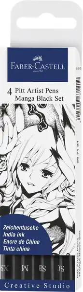 Gecertificeerd Faber Castell Tekenstift Pitt Artist Pen - Manga 4-delig etui - zwart