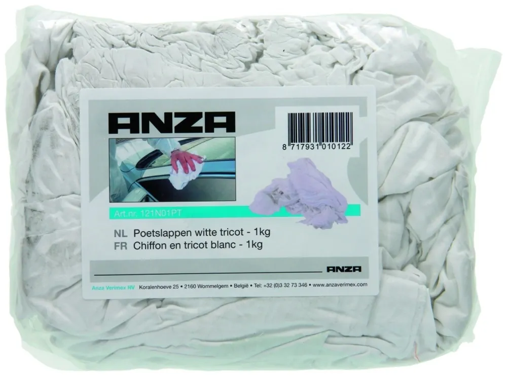 Beperkte Voorraad Anza PRO Poetslap witte tricot - 1kg
