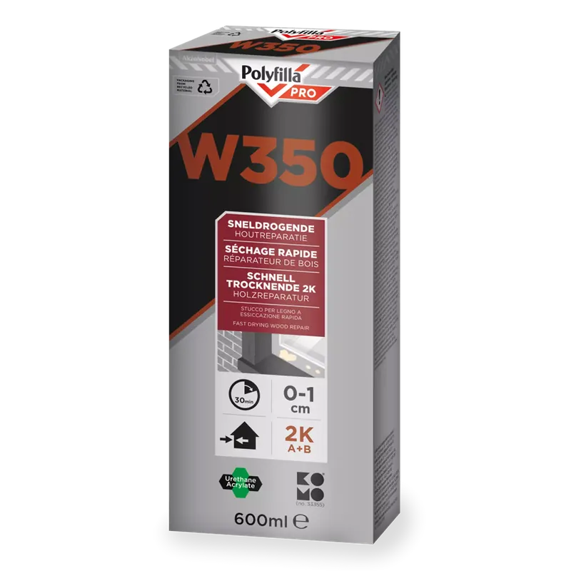 Polyfilla W350 2K Sneldrogende Houtreparatie - 0,6L Voordeelprijs