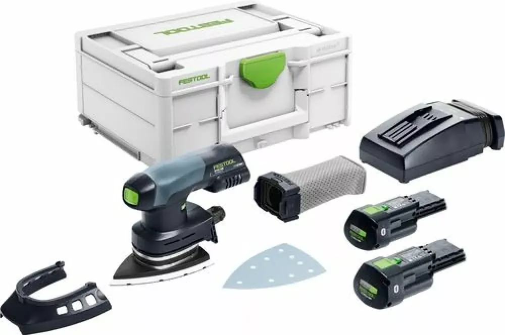 Festool DTSC 400 3,0 I-Plus 18V Li-Ion accu deltaschuurmachine set (2x 3,0Ah) in systainer - 100x150mm Op = Op