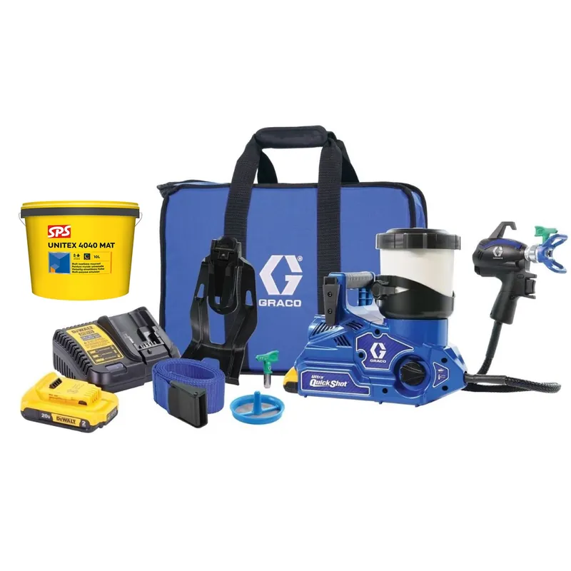 Graco 20B476 Airless Ultra Quickshot verfspuit incl. SPS Unitex 4040 Ral 9010 – 10L Betaalbaar