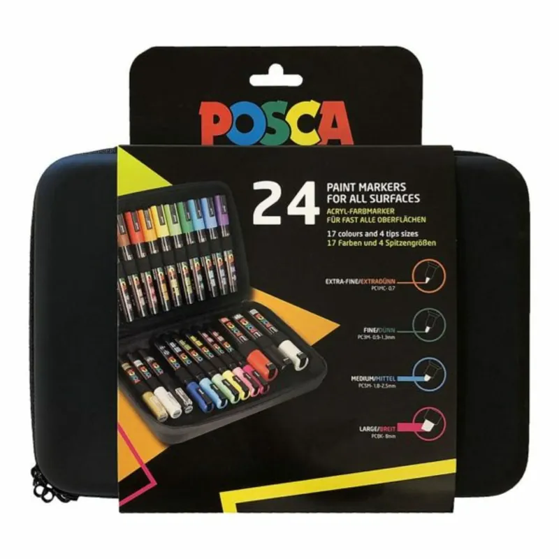 Posca set 24 Kleuren 4 maten Rechtstreeks Van De Fabrikant
