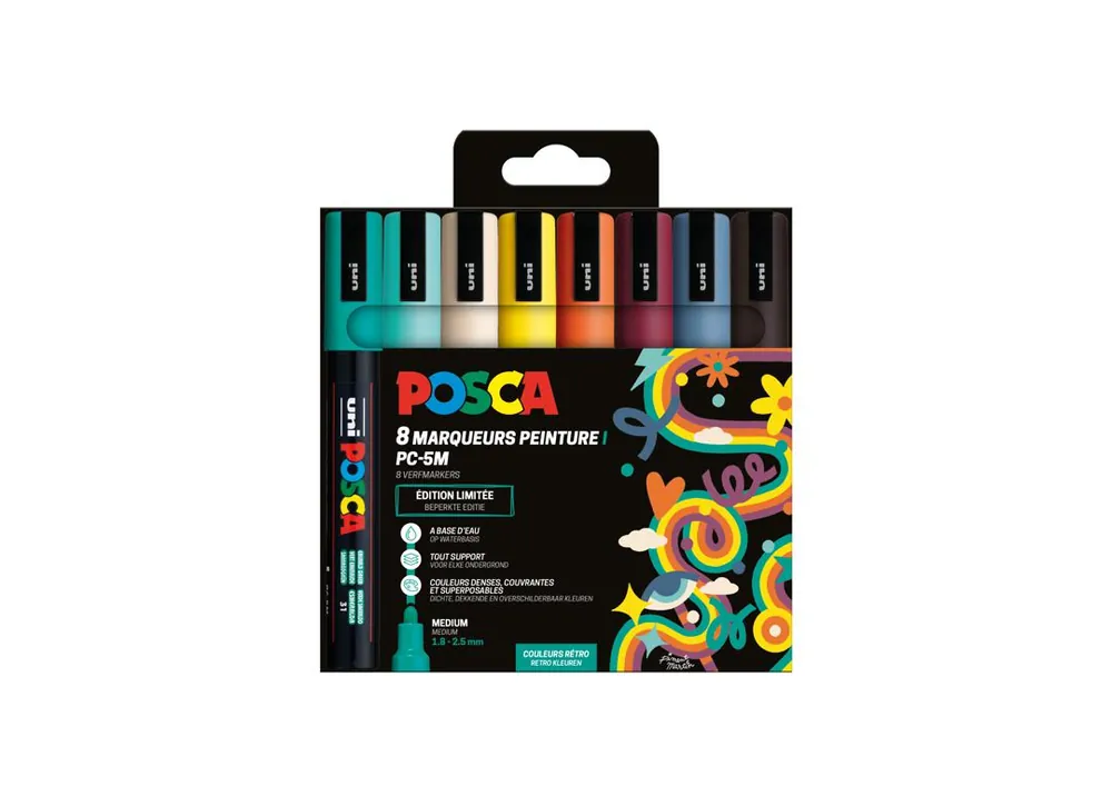 Posca set PC5Mx8 medium Retro Kleuren Beperkt Aanbod
