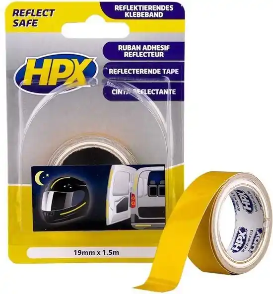 HPX Reflecterende tape 19mm x 1,5mtr geel Gratis Retour
